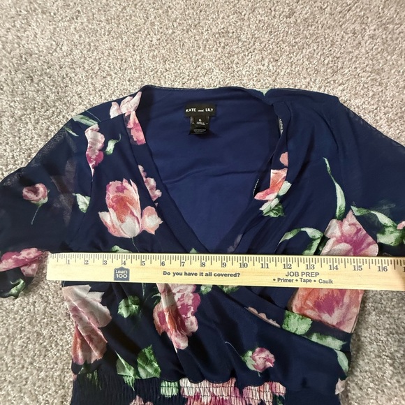 Kate and Lily Navy Pink Green Floral Rose Tiered Maxi Dress – Women’s Size 6 - Picture 7 of 9